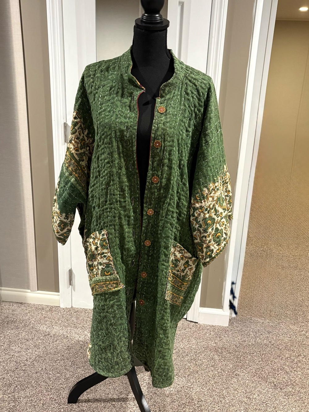 One of a kind!! Reversible Kantha Quilted Bohemian Cardigan Tunic